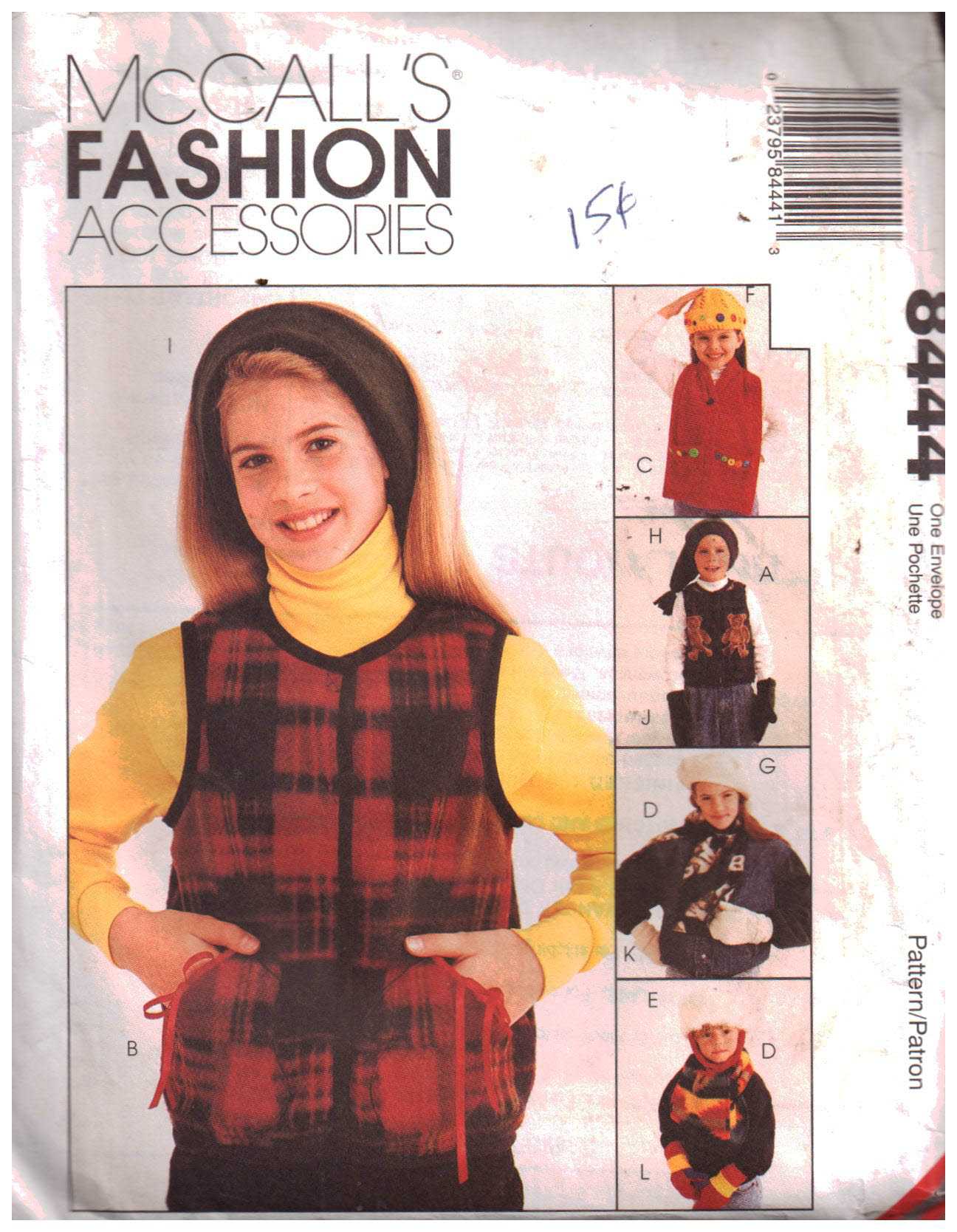 McCall's 8444 Girls Accessories - Vest, Scarf-Vest, Hats, Mittens,  Headband, Scarf Size: 4/4-8/10-12/14 Uncut Sewing Pattern